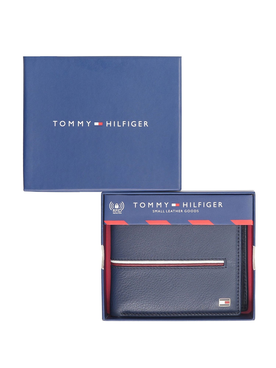 

Tommy Hilfiger Men Textured Leather Two Fold Wallet, Navy blue