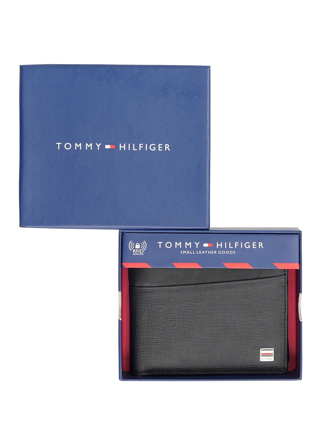

Tommy Hilfiger Men Textured Leather Two Fold Wallet, Black
