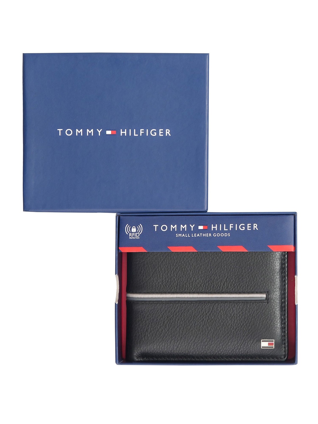 

Tommy Hilfiger Men Textured Leather Two Fold Wallet, Black