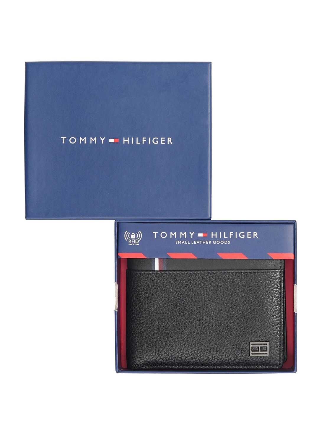 

Tommy Hilfiger Men Textured Leather Two Fold Wallet, Black