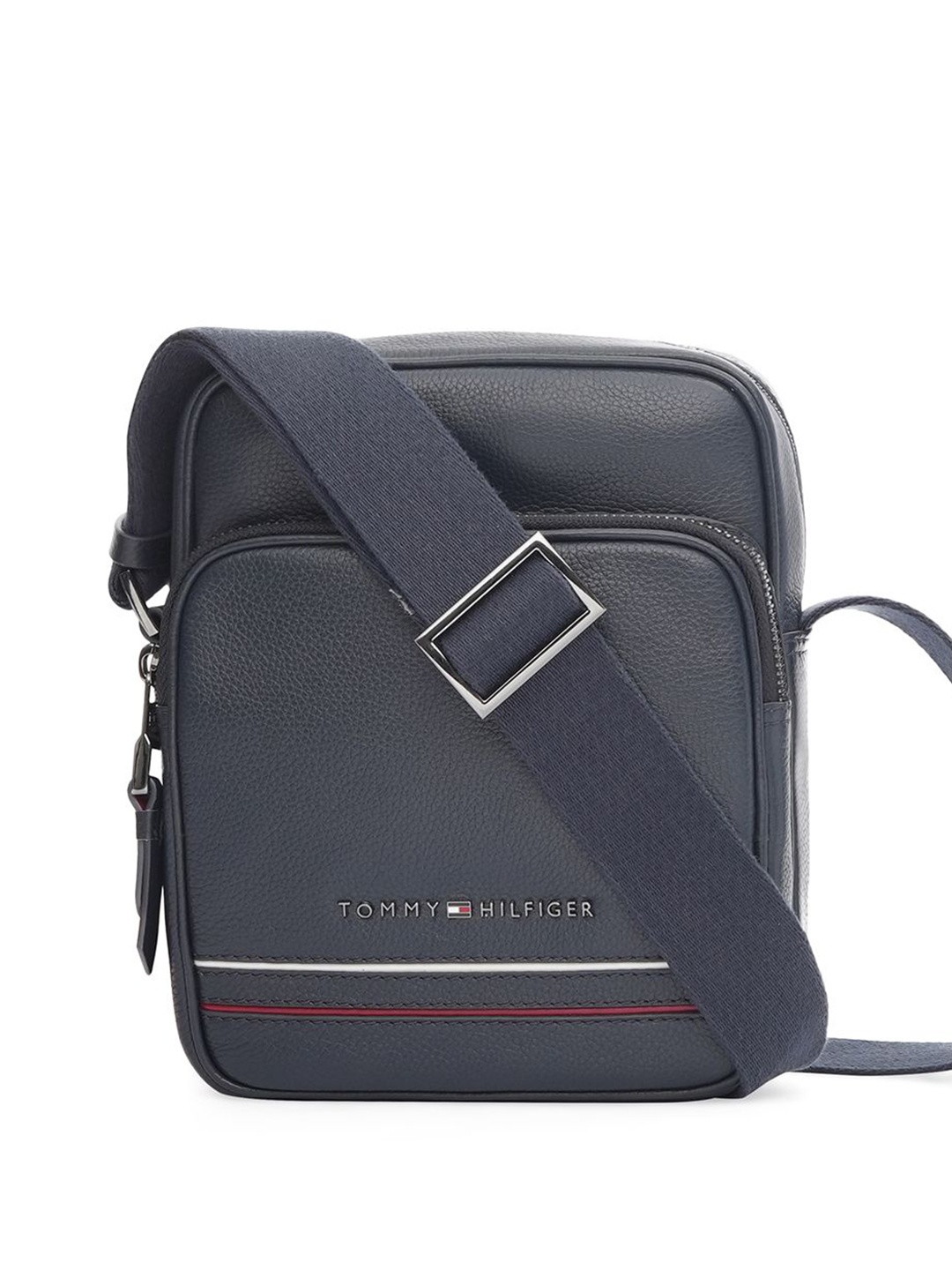 

Tommy Hilfiger Unisex Textured Leather Laptop Bag, Navy blue