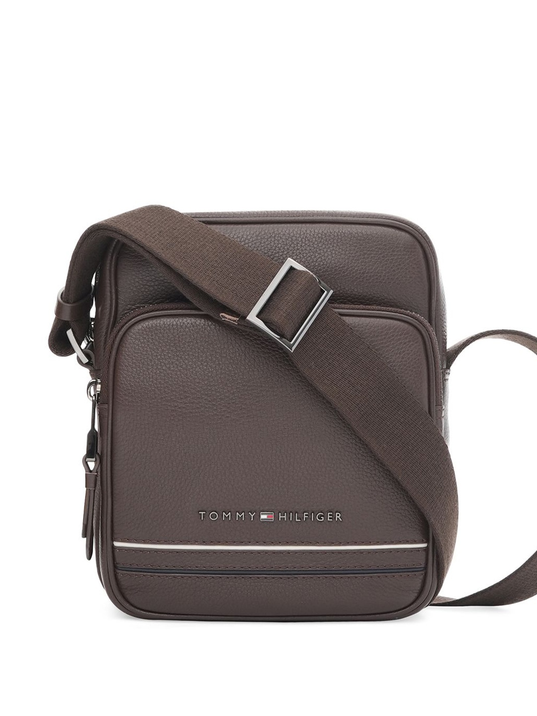 

Tommy Hilfiger Unisex Textured Leather Laptop Bag, Brown