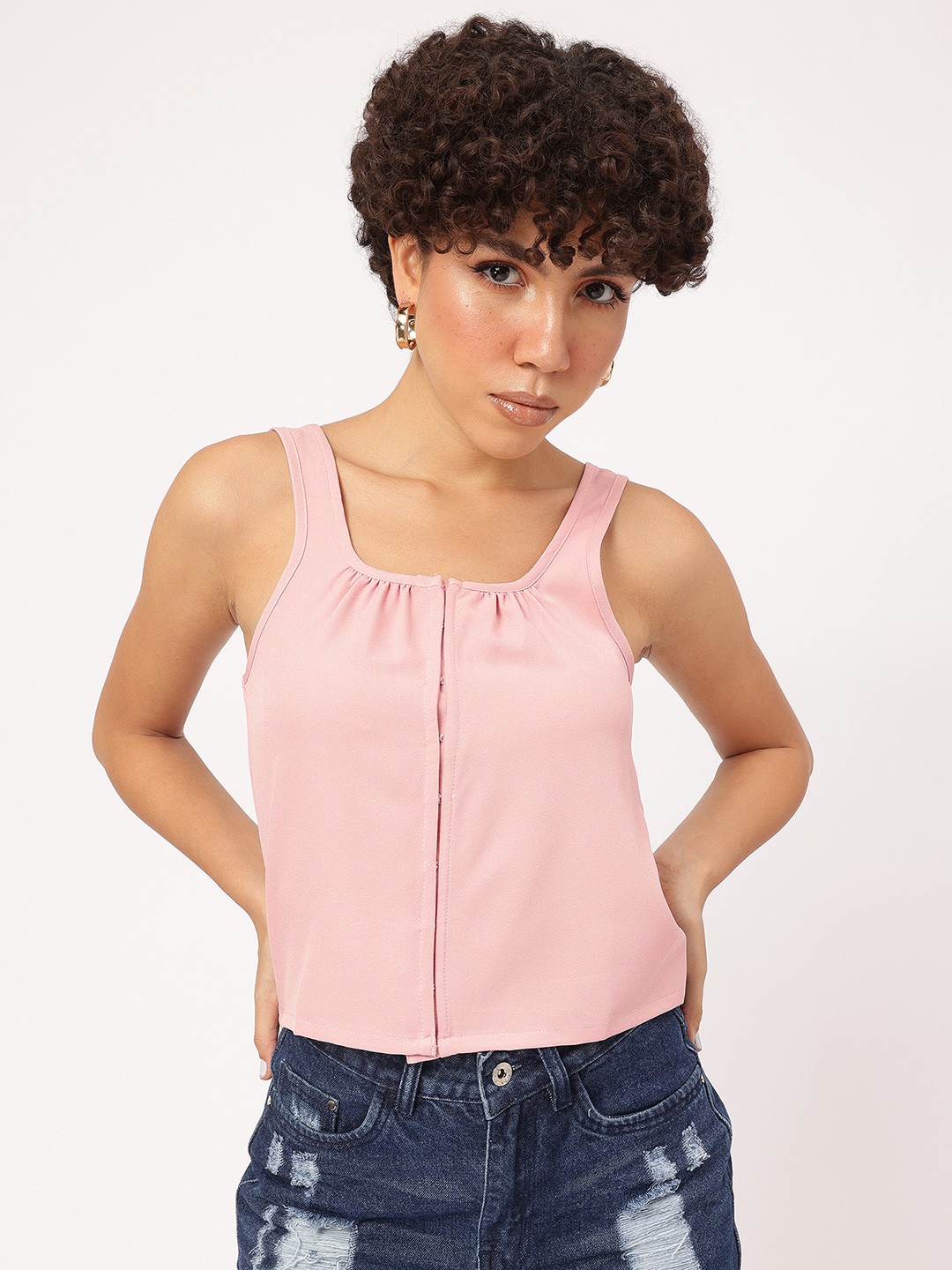

DressBerry Breezy Basics Sleeveless Top, Pink