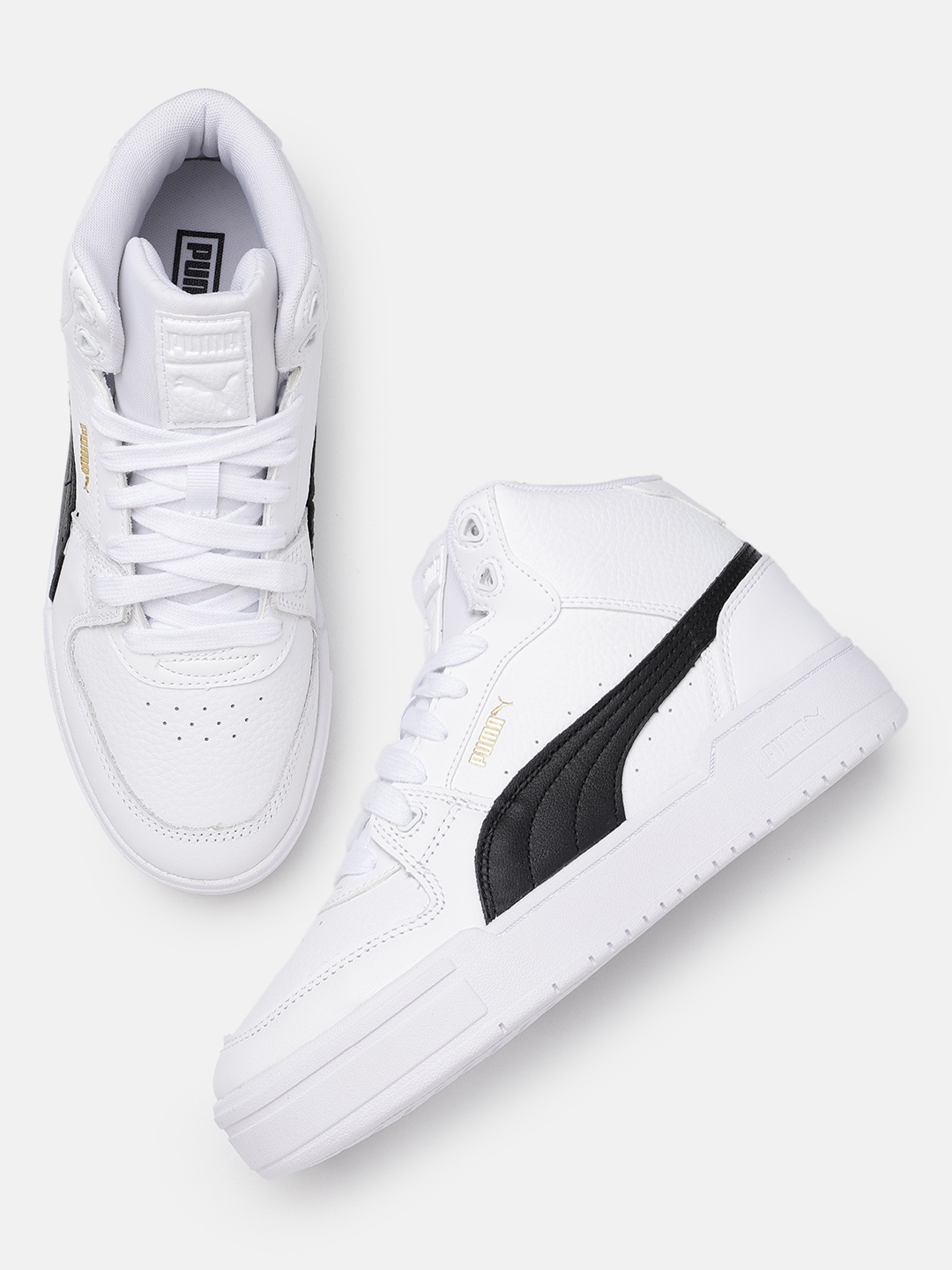 

Puma Unisex Perforated CA Pro Mid-Top Leather Sneakers, White