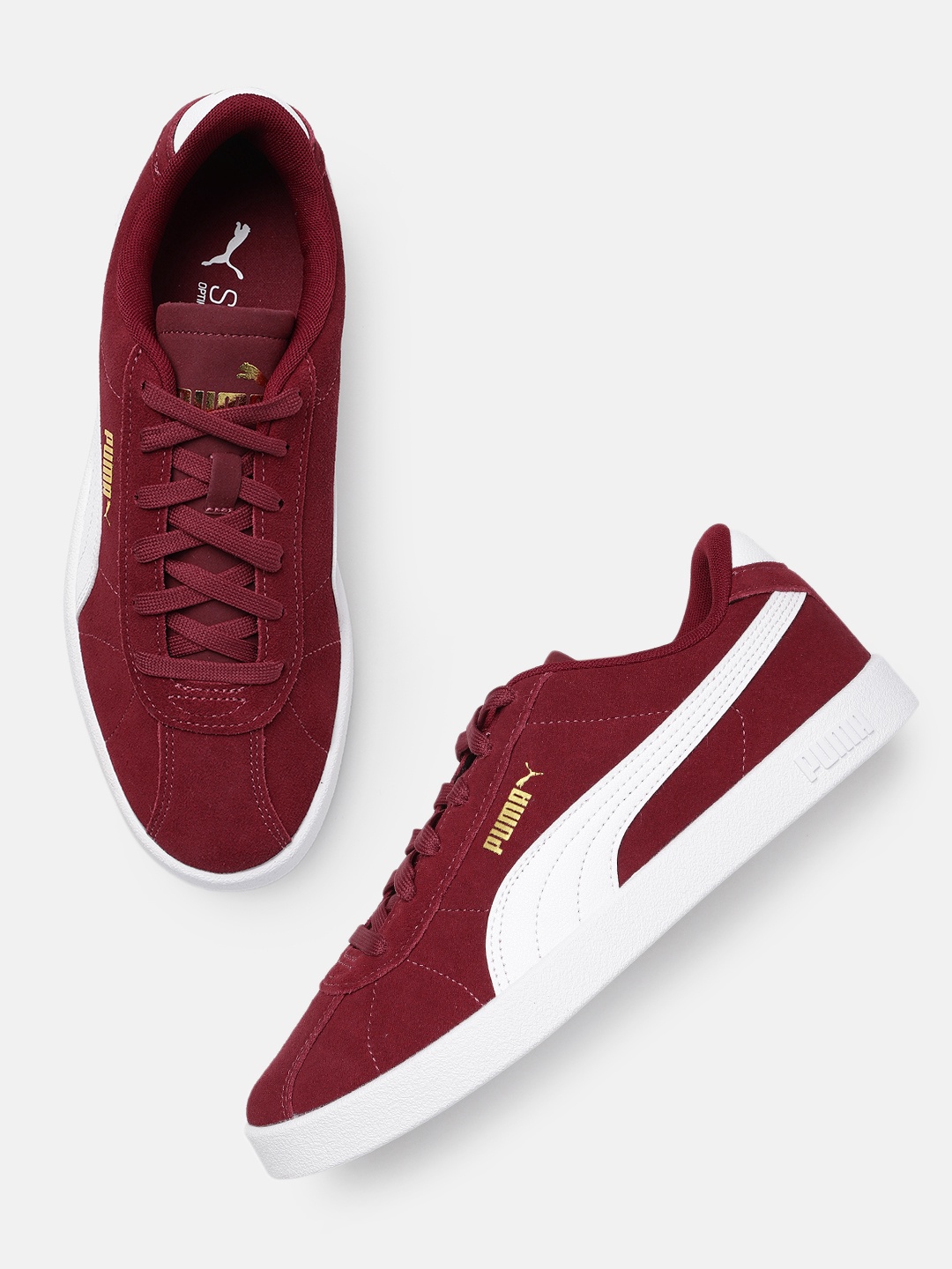 

Puma Unisex Club II Leather Sneakers, Maroon