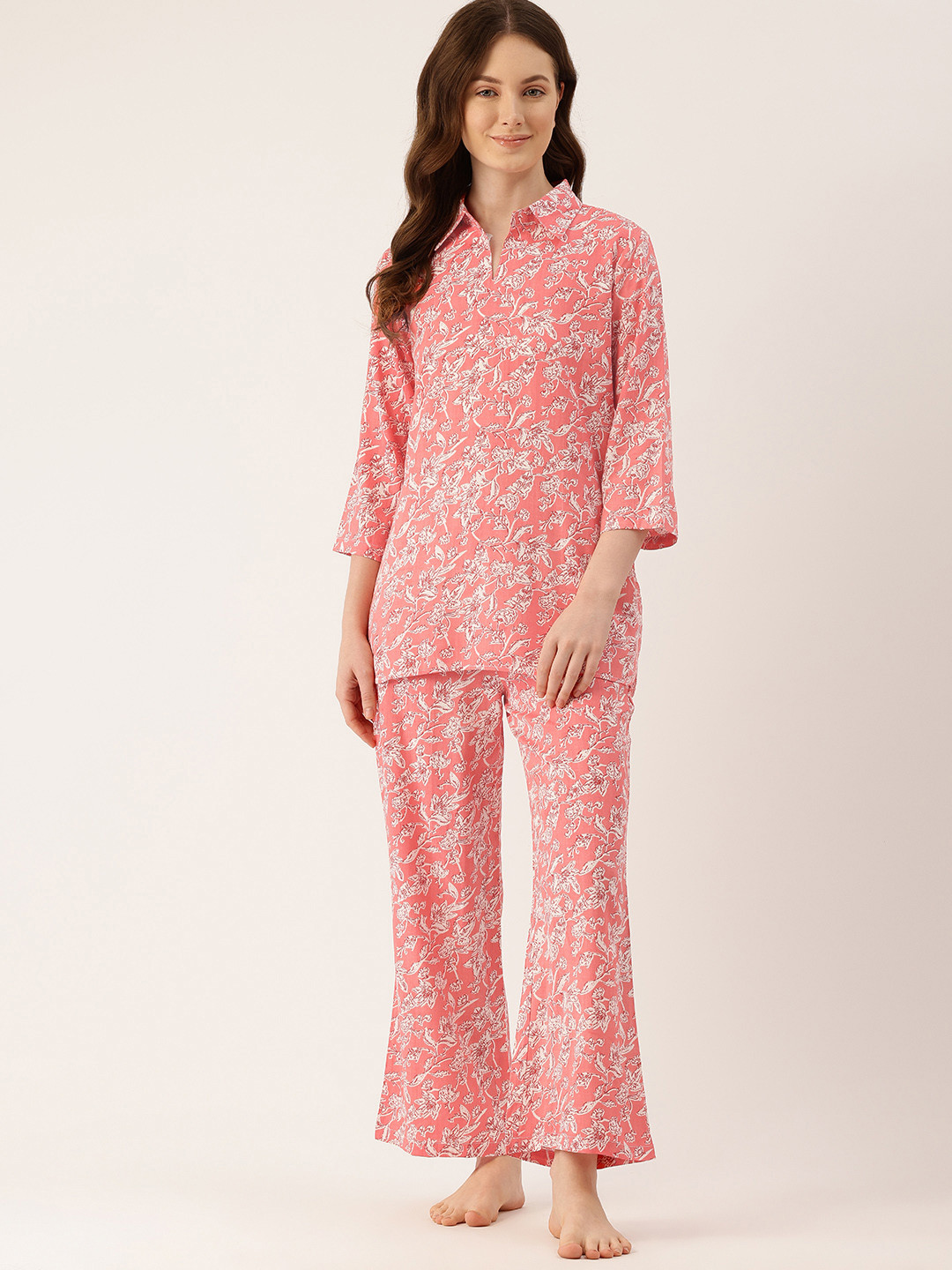 

ETC Floral Printed Night Suit, Pink