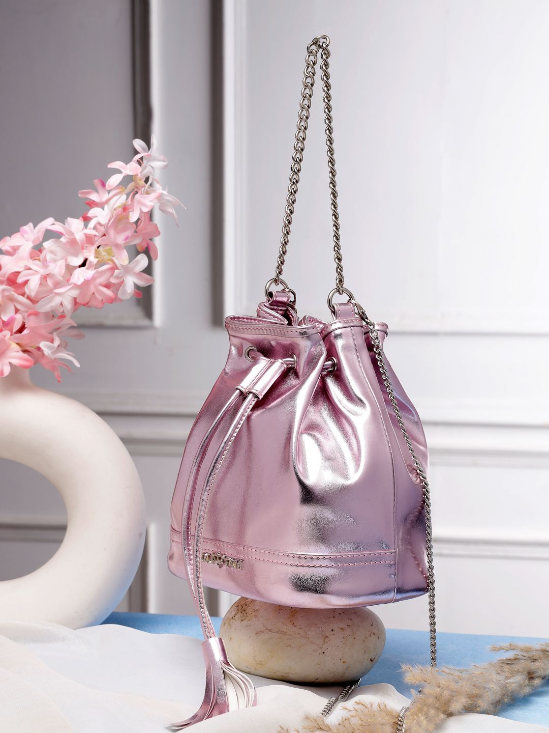 

AQUATAN Women PU Potli Drawstring Shoulder Bag, Pink