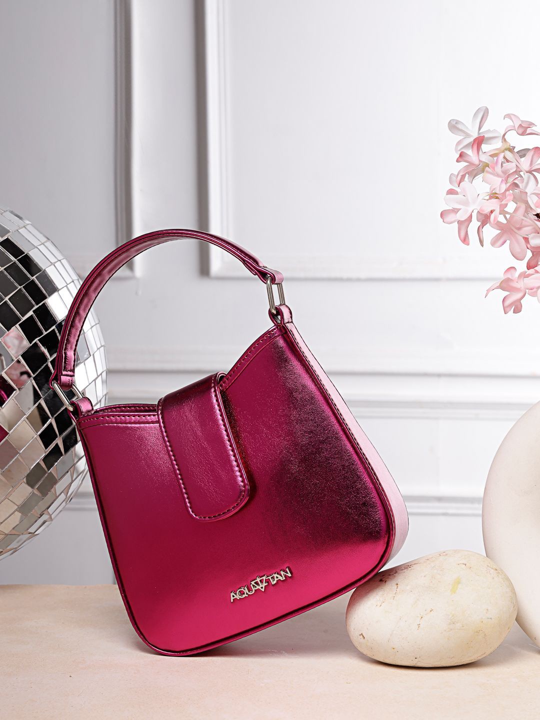 

AQUATAN Women PU Bucket Handheld Bag, Pink