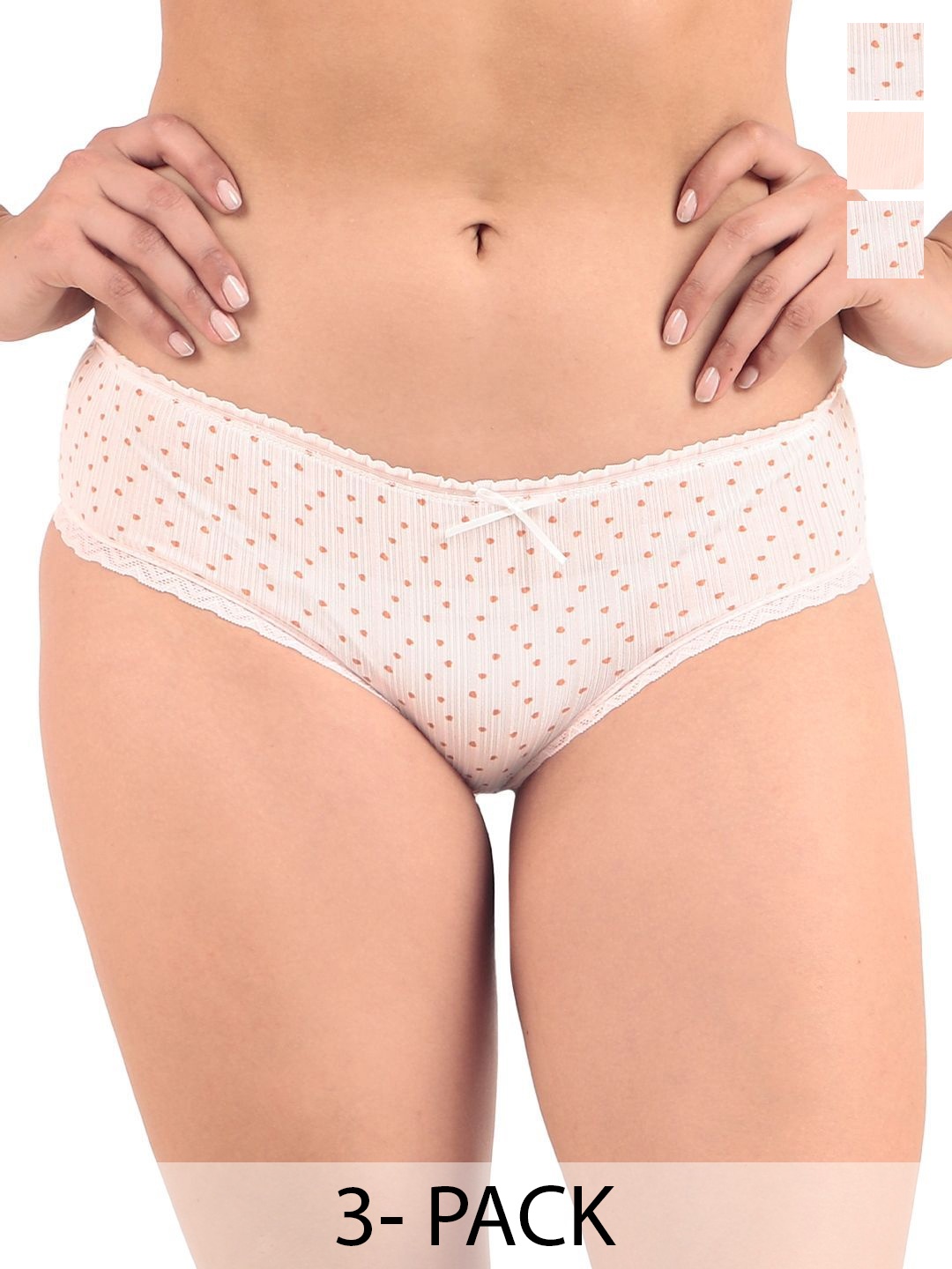 

Secret Lives Pack Of 3 Printed Everyday Soft Comfortable Hipster Briefs, White