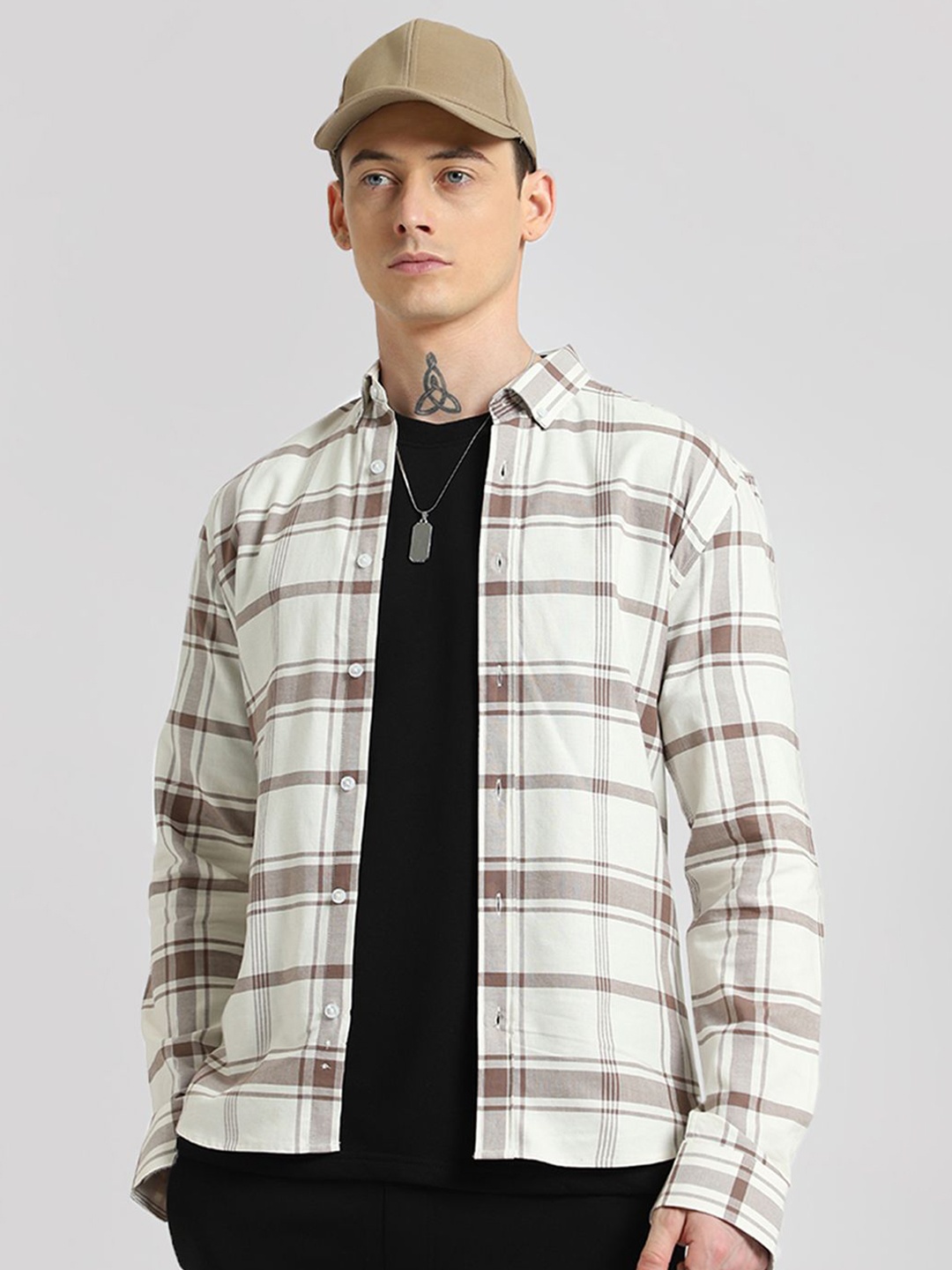 

Banana Club Men Classic Checked Casual Shirt, Brown