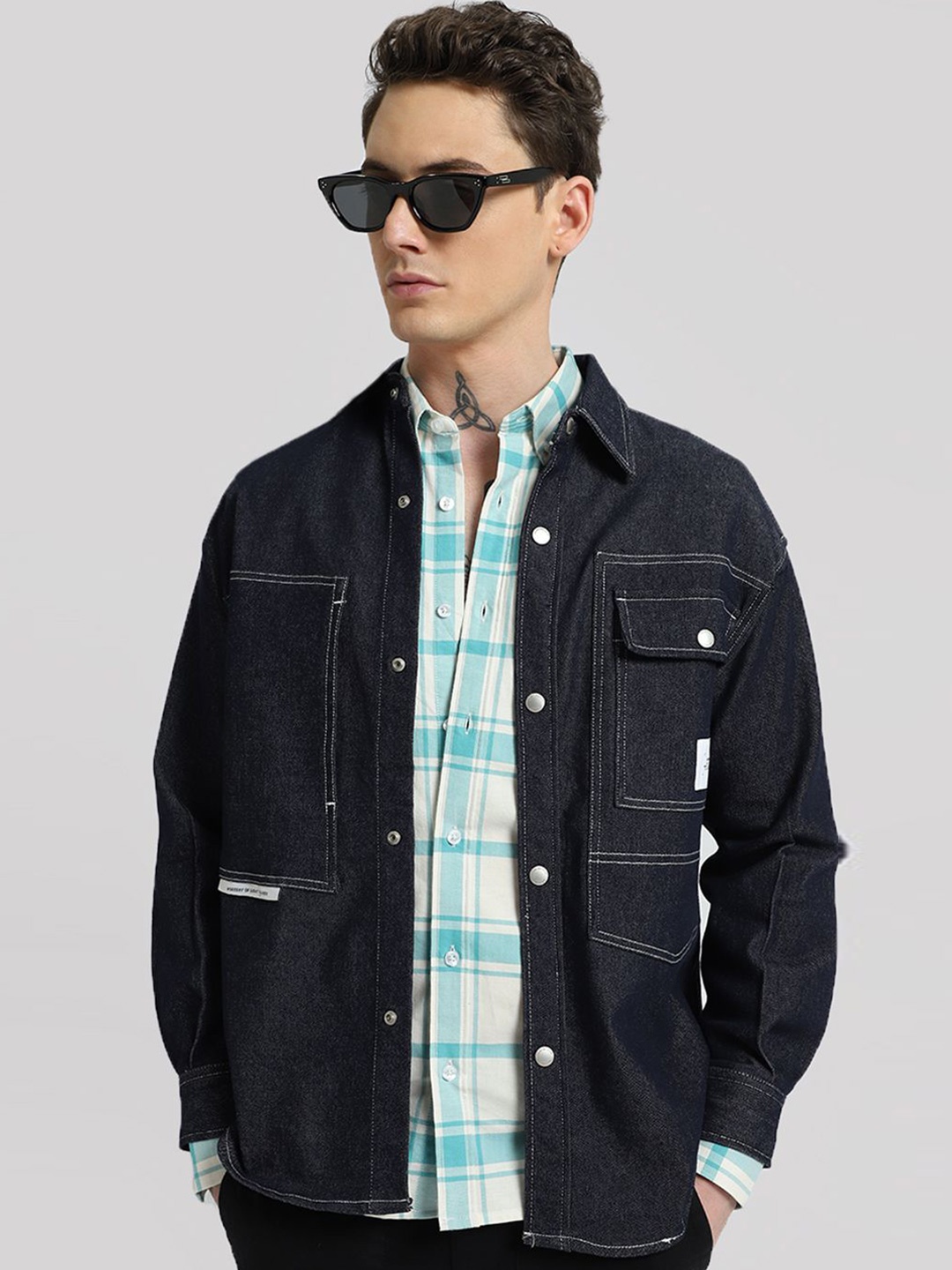 

Banana Club Men Classic Checked Casual Shirt, Blue