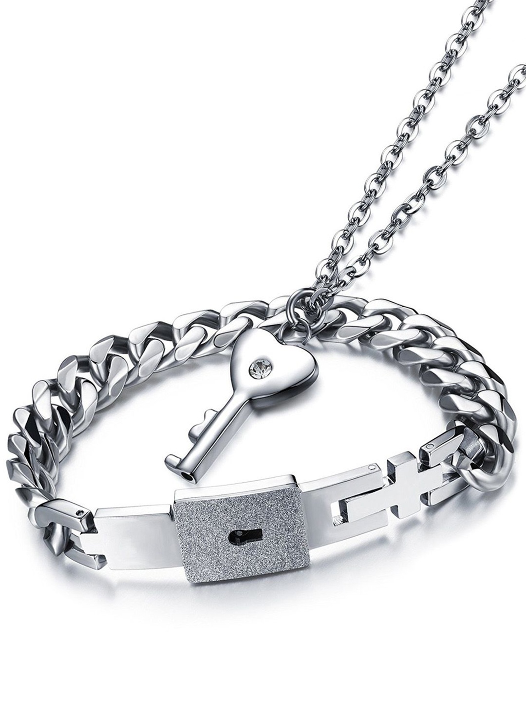 

Young & Forever Men Brass-Plated Link Bracelet, Silver