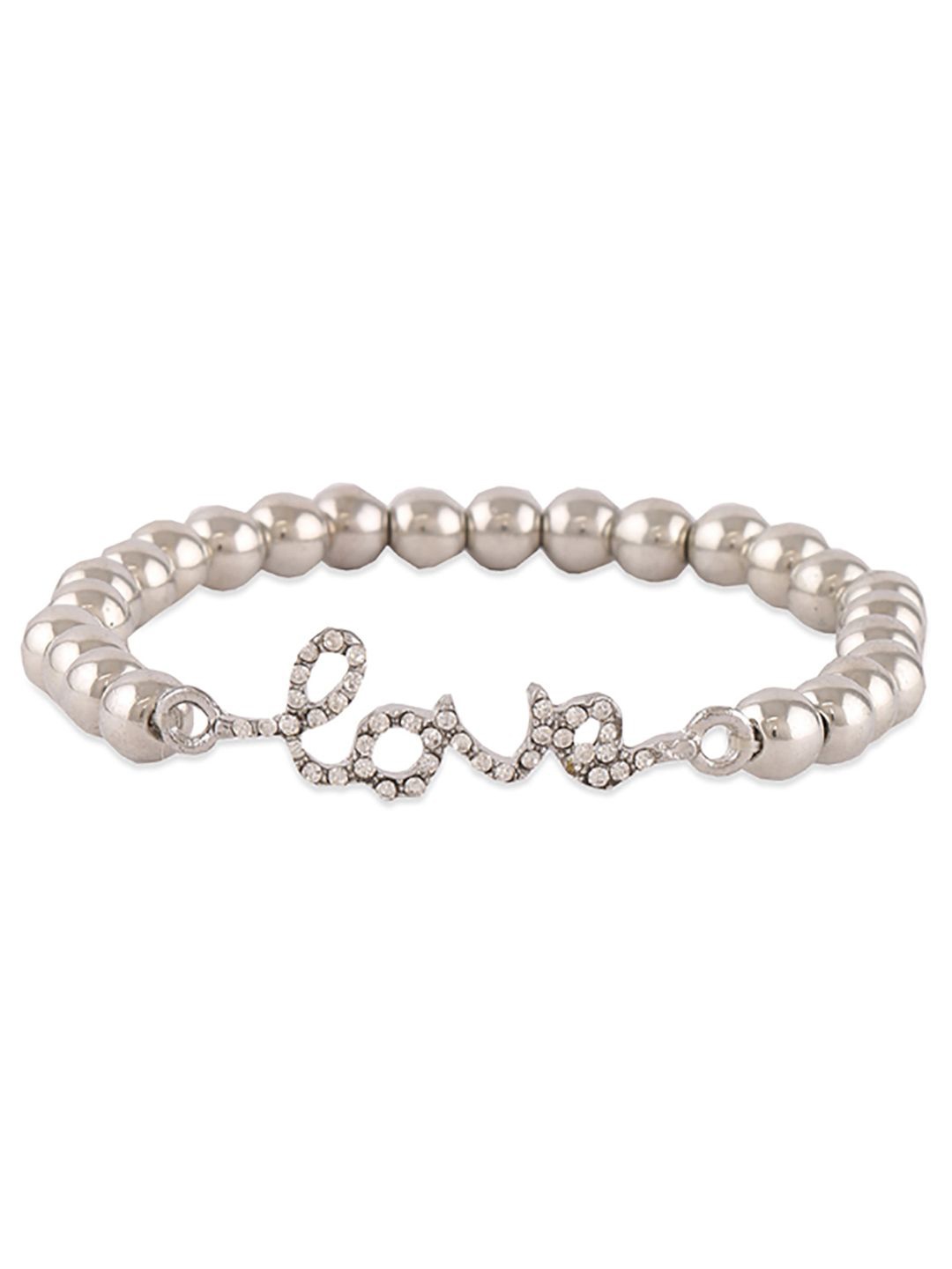 

Young & Forever Silver-Plated Cubic Zirconia-Studded & Beaded Sterling Silver Bracelet