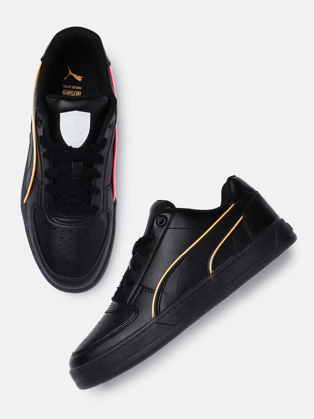 

PUMA Motorsport Unisex Perforated Scuderia Ferrari Caven 2.0 Neon Sneakers, Black