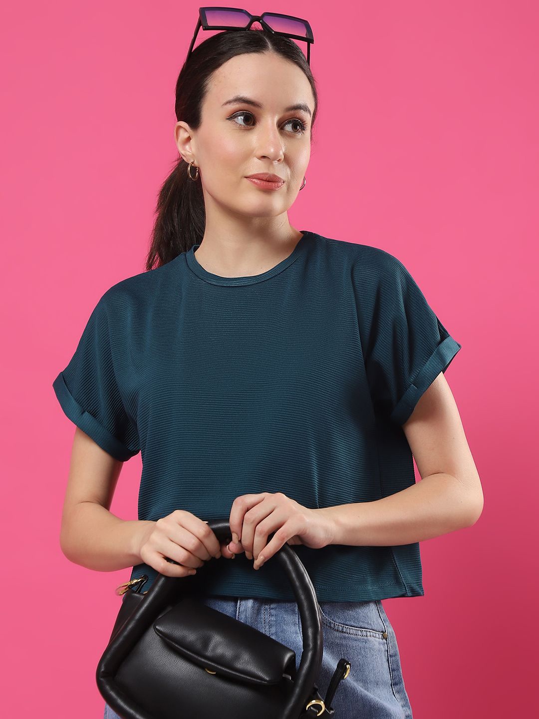 

Rigo Extended Sleeves Boxy Top, Teal