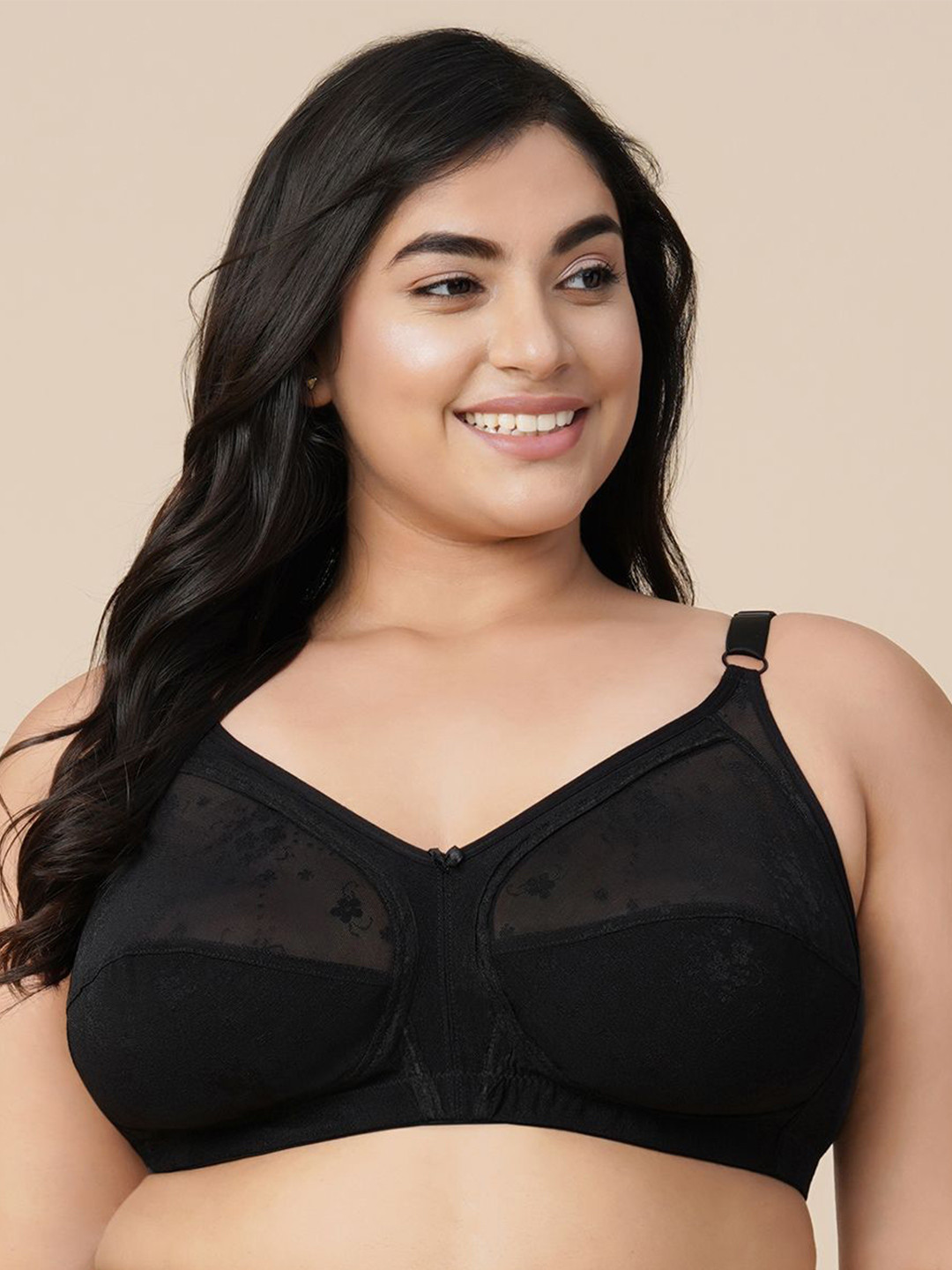 

GROVERSONS Paris Beauty Plus Size Medium Coverage Non Padded Everyday Bra- All Day Comfort, Black