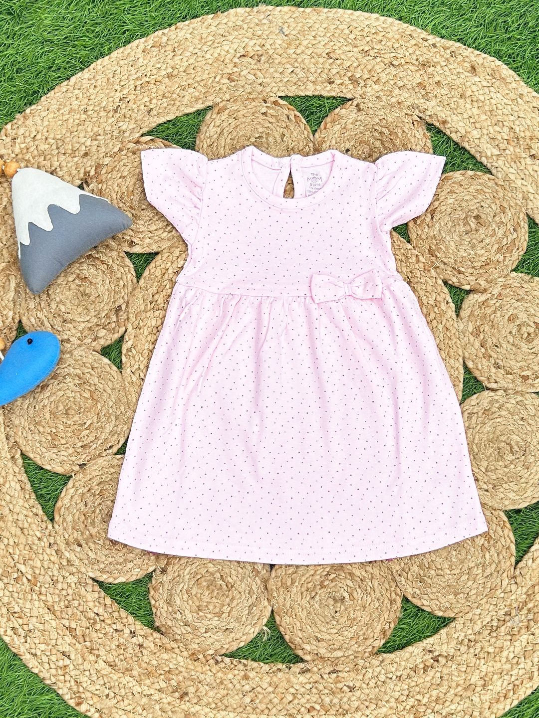 

The Mom Store Girls Polka Dots Print Cotton Fit & Flare Dress, Pink