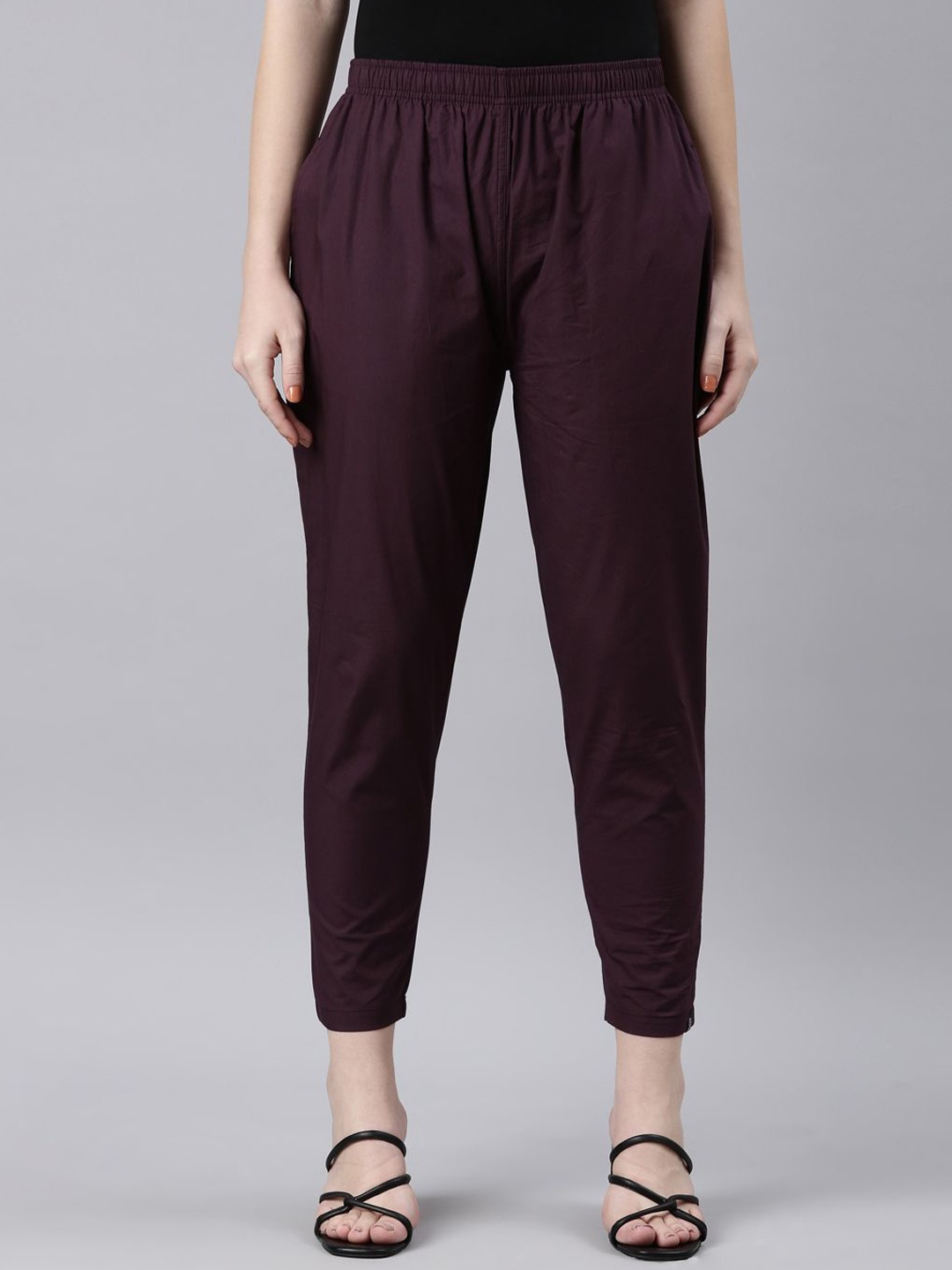 

TWIN BIRDS Women Cotton Relaxed Fit Trousers, Maroon