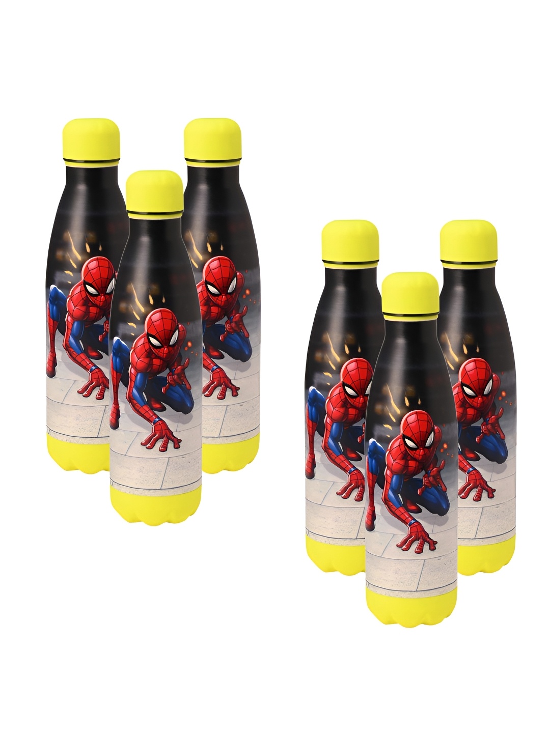 

Kuber Industries Red & Yellow Set of 6 Stainless Steel Printed Water Bottle