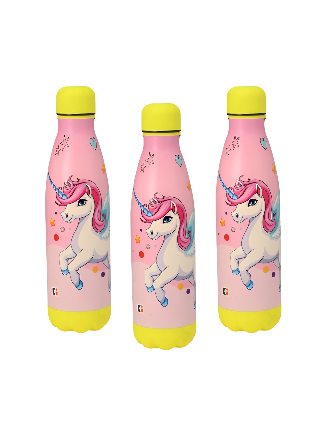 

Kuber Industries Pink 3 Pieces Printed Stainless Steel Water Bottle 2 Lids & Straw 500ml