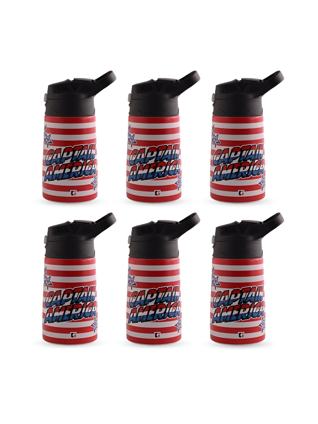 

Kuber Industries Red 6 Pieces Typography Printed Stainless Steel Water Bottles 350 ml