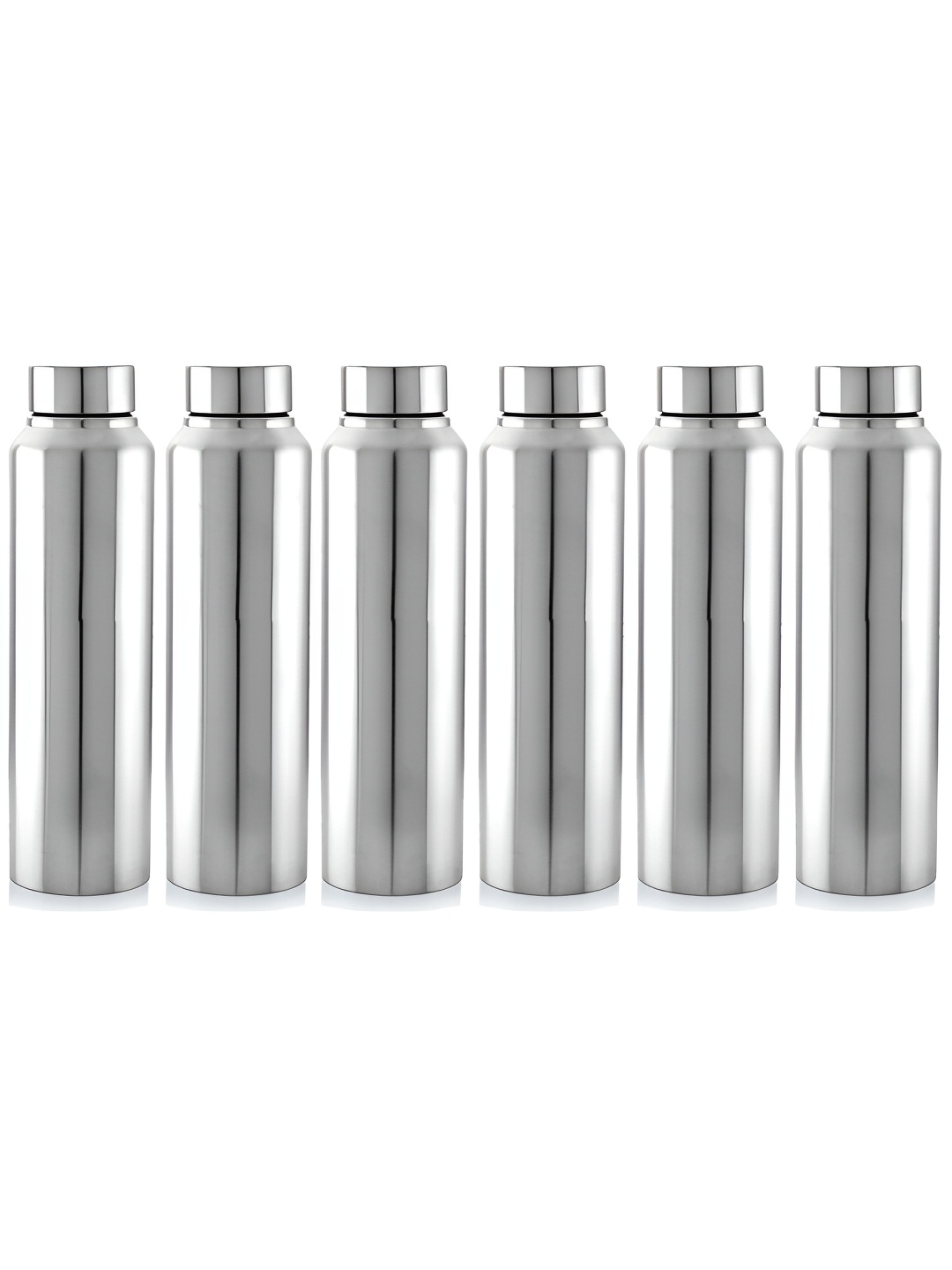 

Kuber Industries Silver-Toned Set of 6 Stainless Steel Solid Smart Vacuum Water Bottle