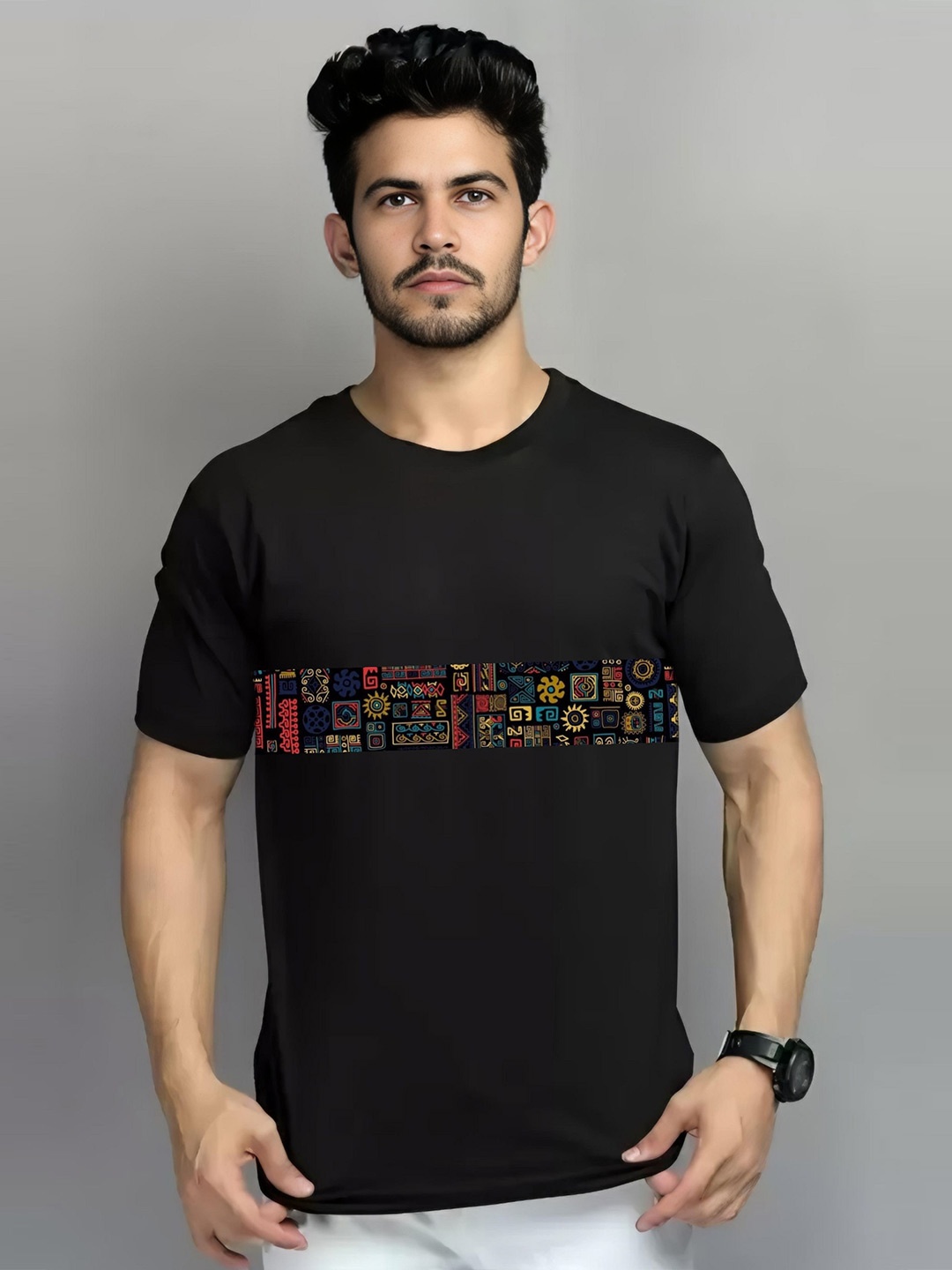 

Elibolz Men Typography Printed T-shirt, Black
