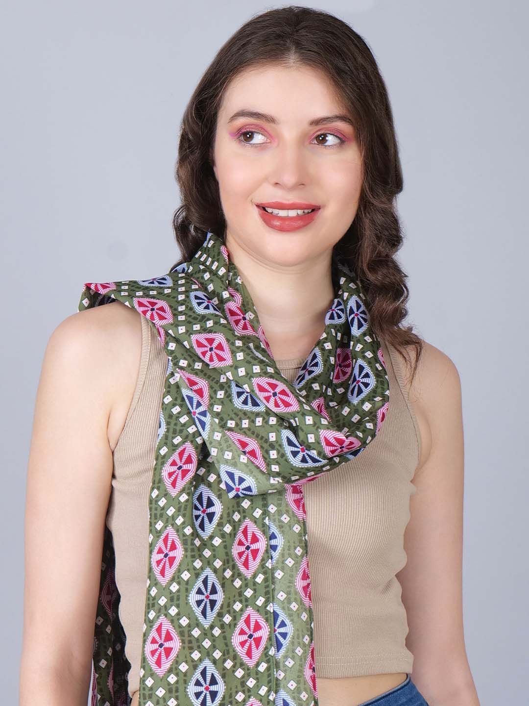 

Anouk Women Green Printed Scarf