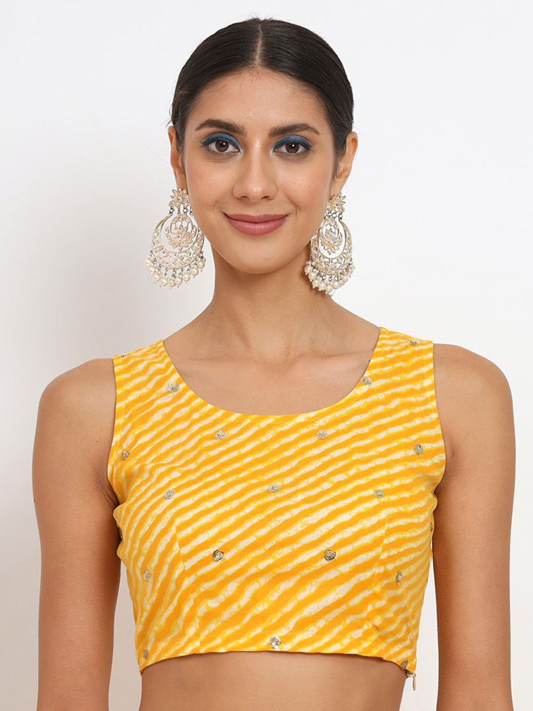 

studio rasa Leheriya Printed Crop Top, Yellow