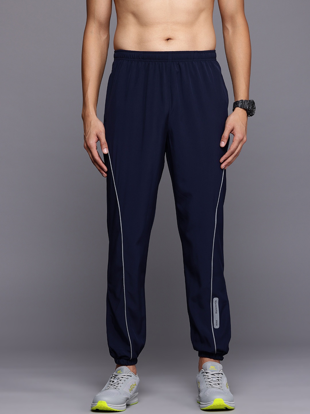 

HRX by Hrithik Roshan Men Striped Running Joggers, Navy blue