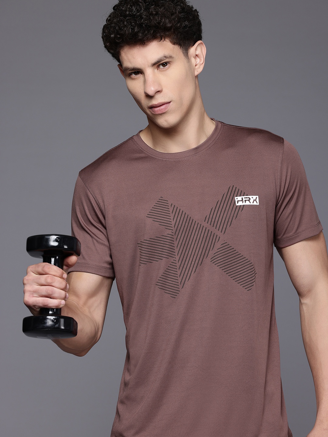 

HRX by Hrithik Roshan Brand Logo Rapid-Dry Training T-shirt, Brown
