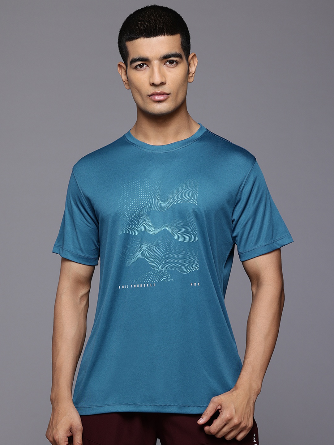 

HRX by Hrithik Roshan Men Printed Rapid-Dry Training T-shirt, Blue