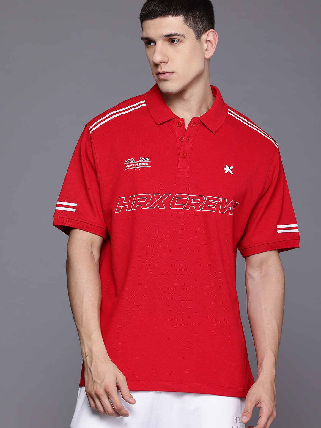 

HRX by Hrithik Roshan Men Typography Printed Polo Collar Yoga T-shirt, Red