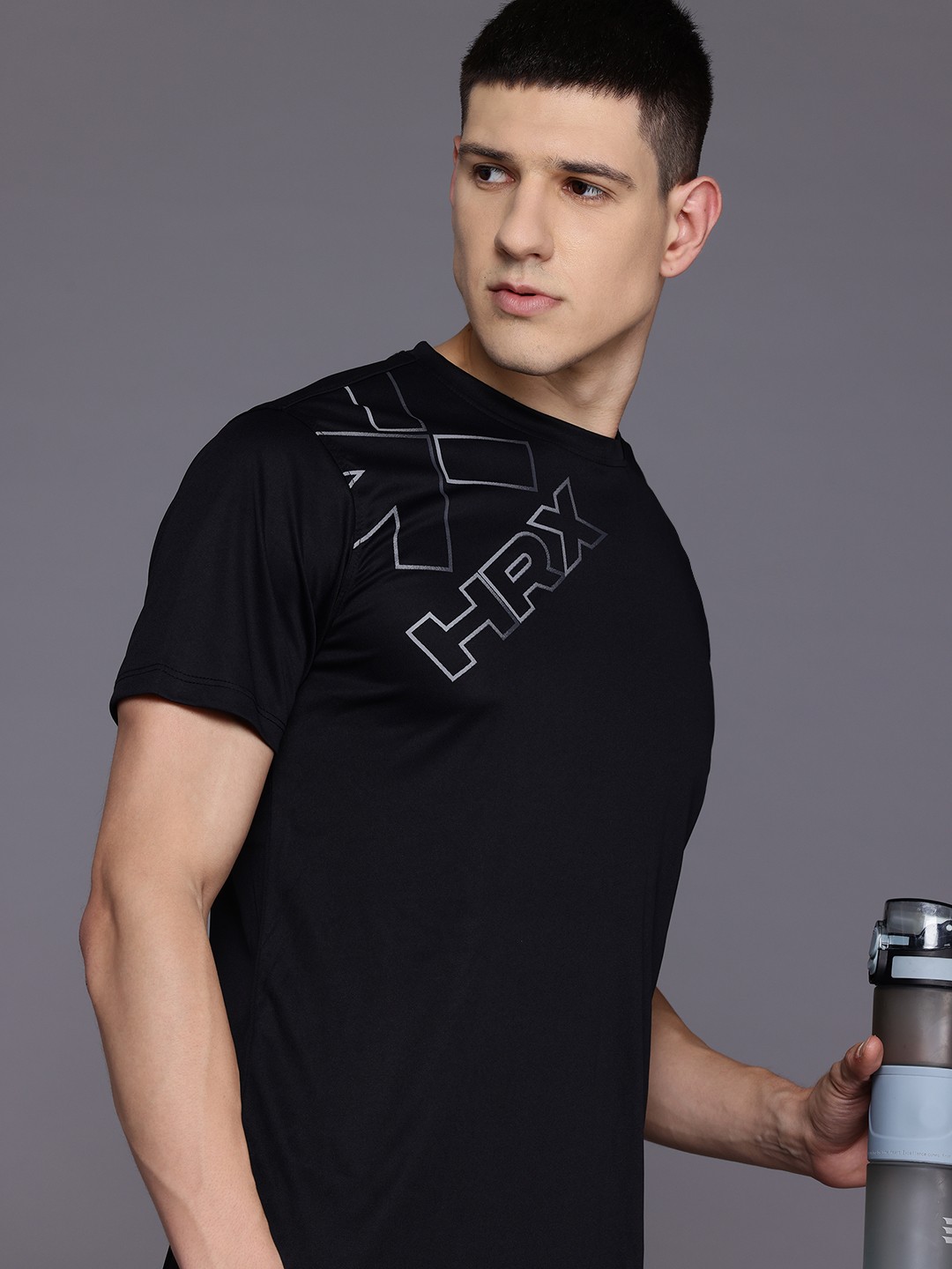 

HRX by Hrithik Roshan Printed Rapid-Dry Training T-shirt, Black