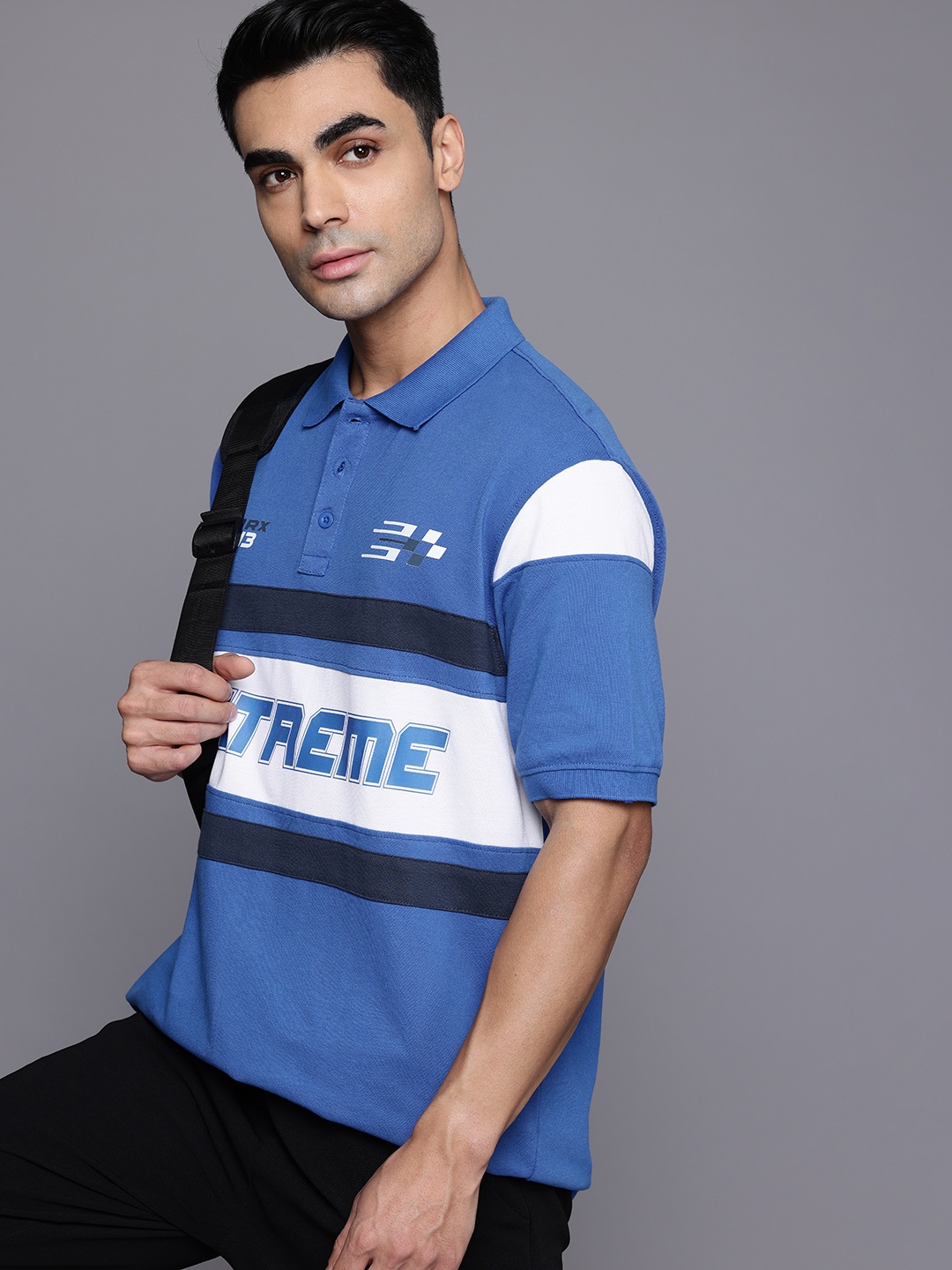 

HRX by Hrithik Roshan Men Typography Printed Polo Collar T-shirt, Blue