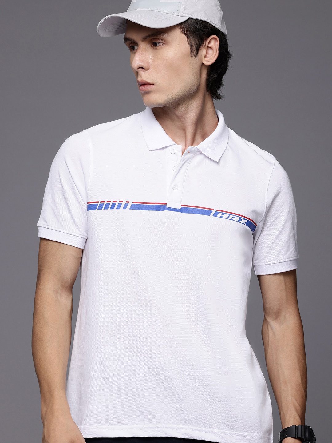 

HRX by Hrithik Roshan Striped Detail Polo Collar Lifestyle T-shirt, White