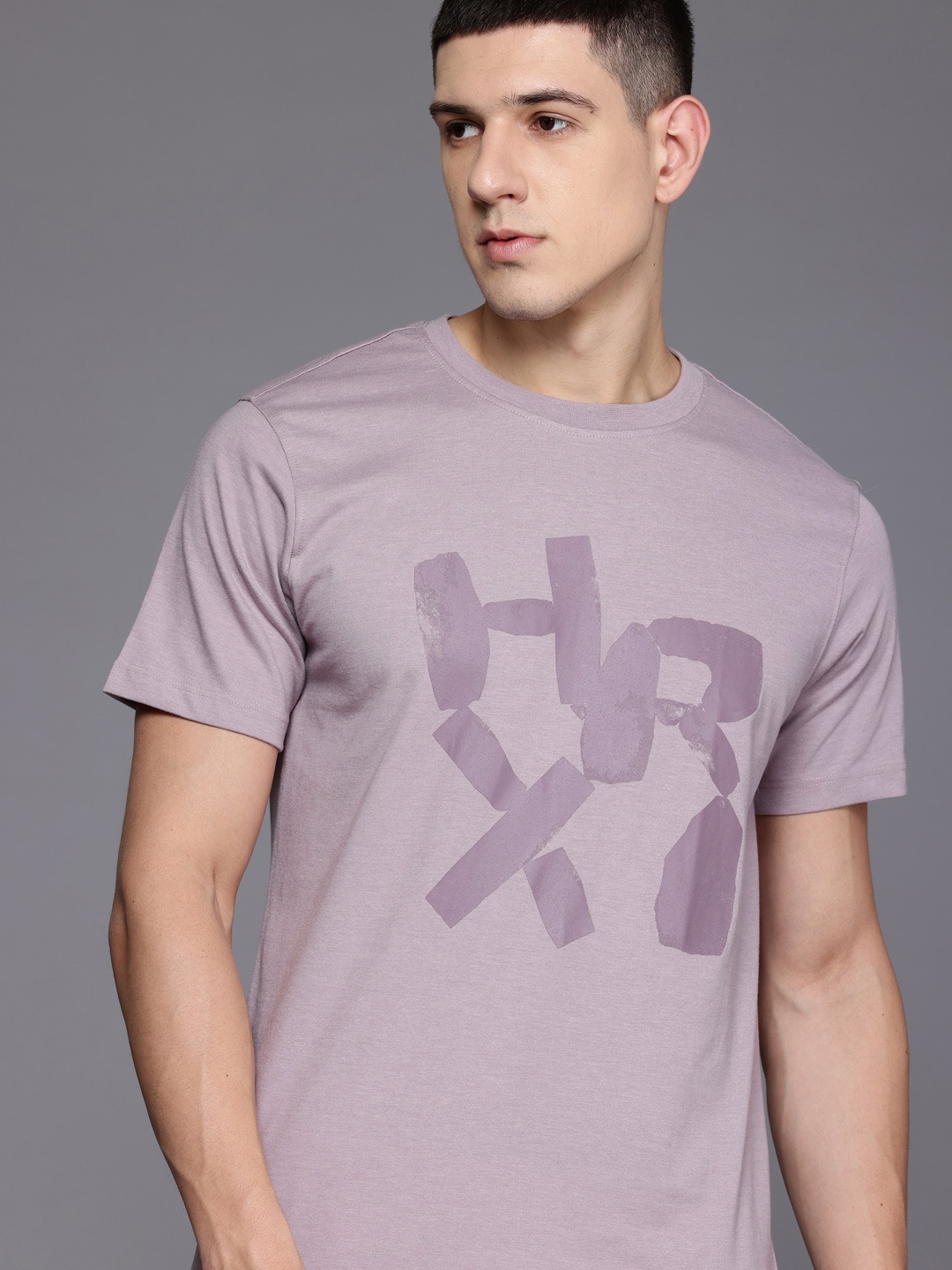 

HRX by Hrithik Roshan Printed Yoga T-shirt, Mauve