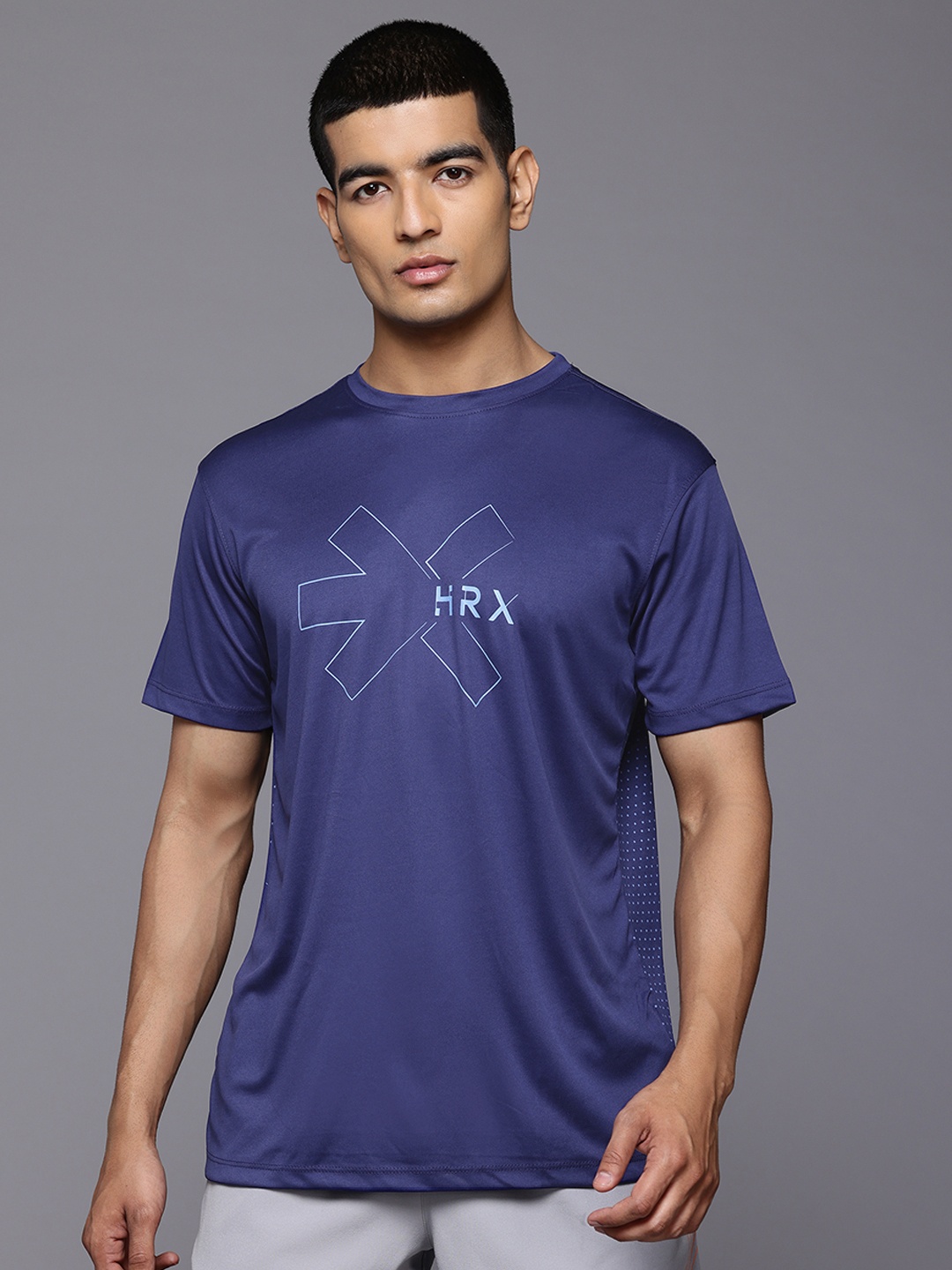 

HRX by Hrithik Roshan Men Brand Logo Rapid-Dry Training T-shirt, Blue