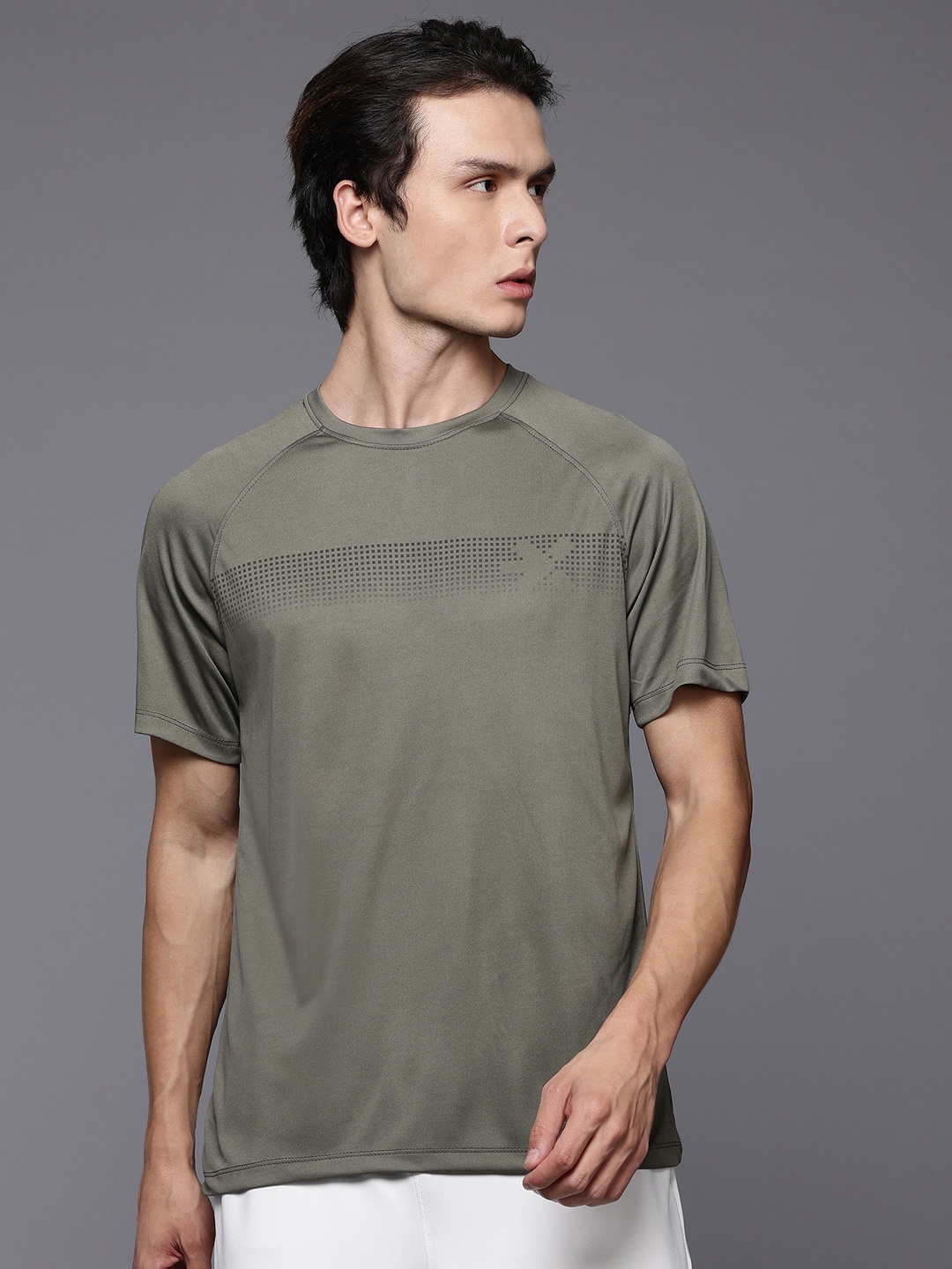 

HRX by Hrithik Roshan Rapid-Dry Printed Training T-shirt, Olive