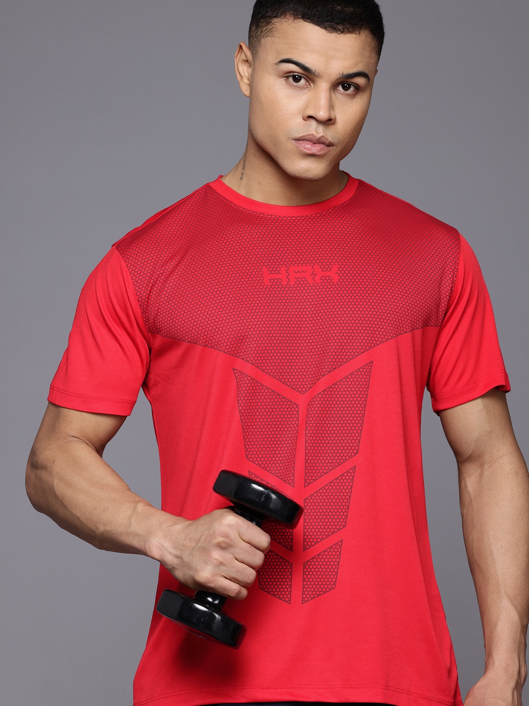 

HRX by Hrithik Roshan Printed Rapid-Dry Training T-shirt, Red
