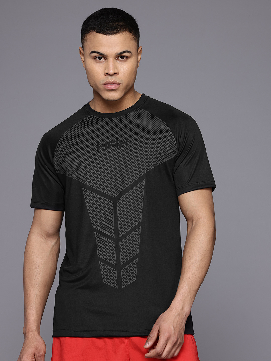 

HRX by Hrithik Roshan Printed Rapid-Dry Training T-shirt, Black