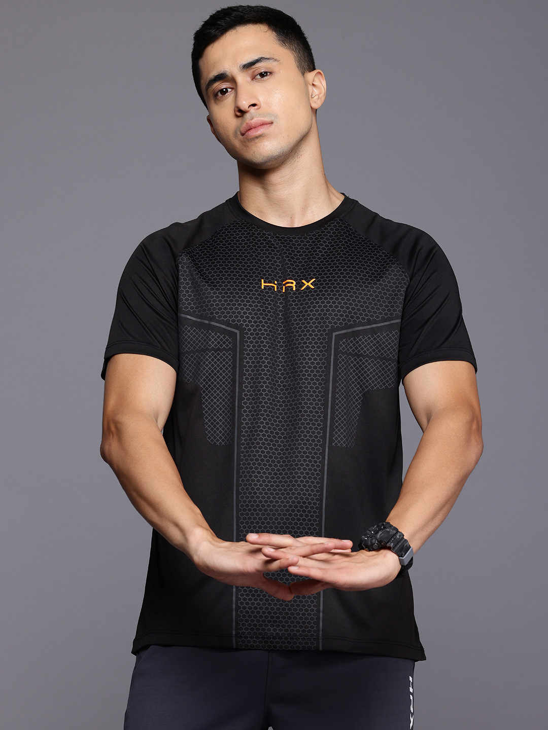 

HRX by Hrithik Roshan Printed Rapid-Dry Training T-shirt, Black
