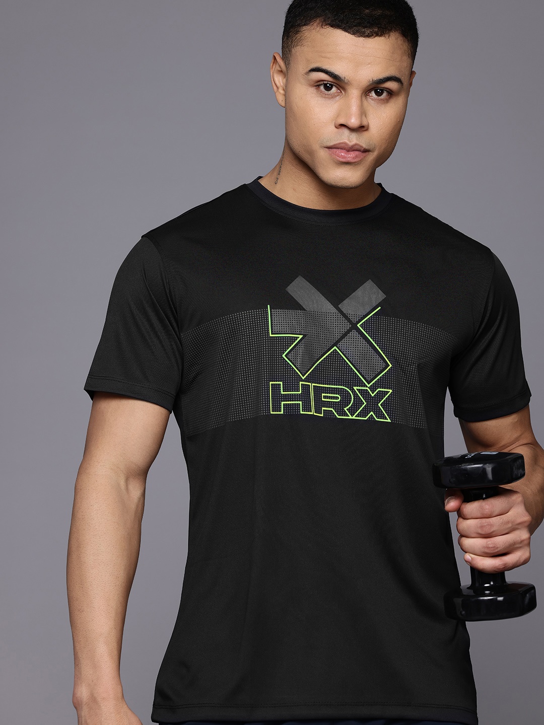 

HRX by Hrithik Roshan Printed Rapid-Dry Training T-shirt, Black