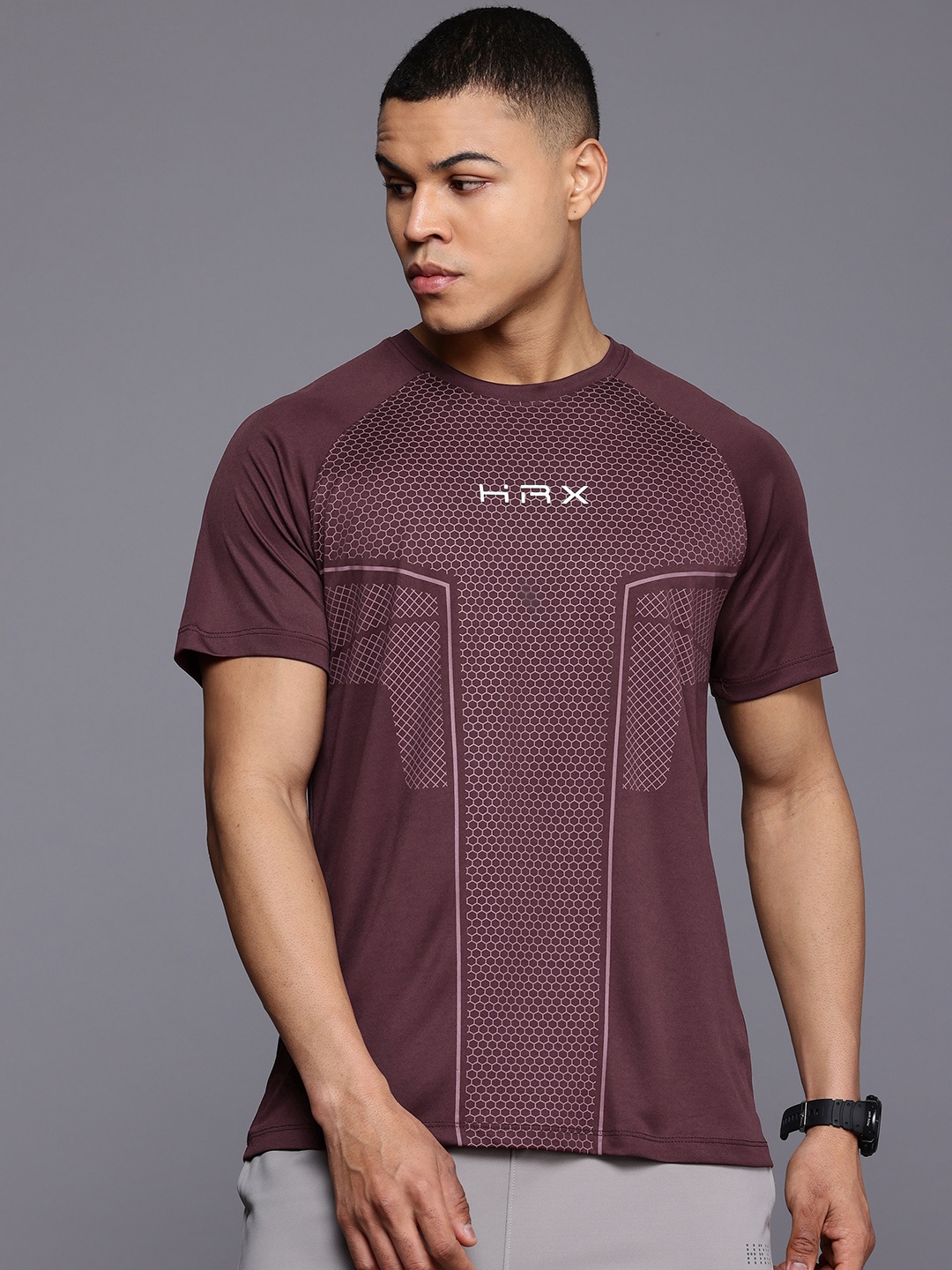 

HRX by Hrithik Roshan Printed Rapid-Dry Training T-shirt, Maroon