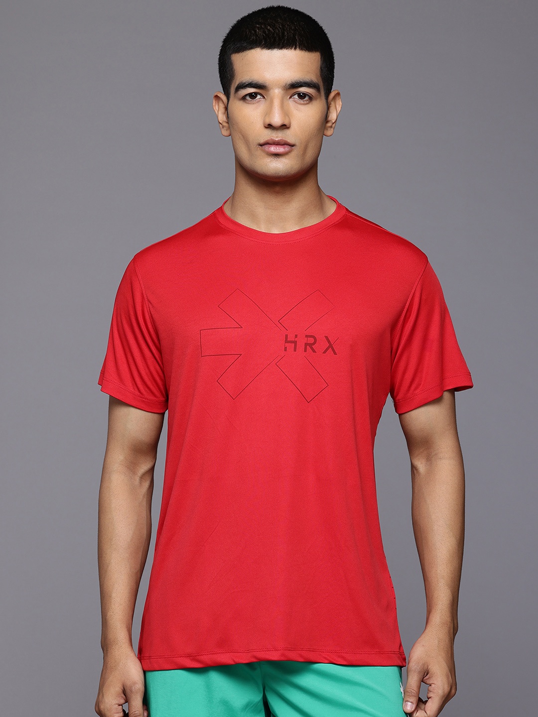 

HRX by Hrithik Roshan Men Brand Logo Rapid-Dry Training T-shirt, Red