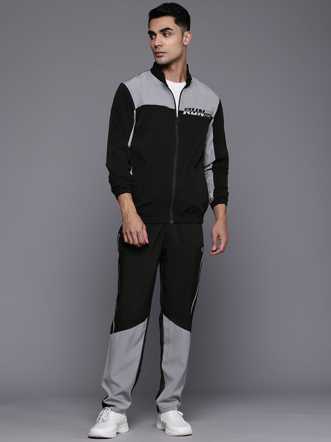 

HRX by Hrithik Roshan Rapid-Dry Colourblock Running Tracksuit, Black