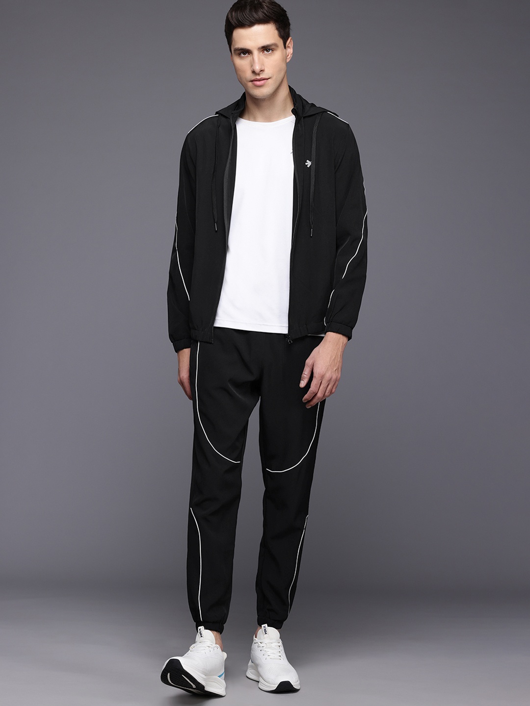 

HRX by Hrithik Roshan Rapid-Dry Hooded Training Tracksuit, Black