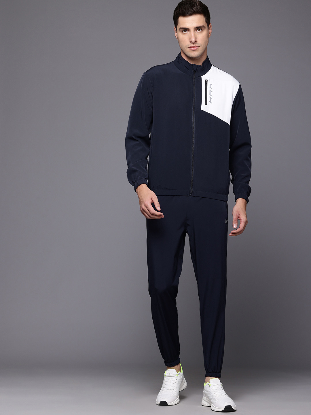 

HRX by Hrithik Roshan Men Colourblock Running Track Suit, Navy blue
