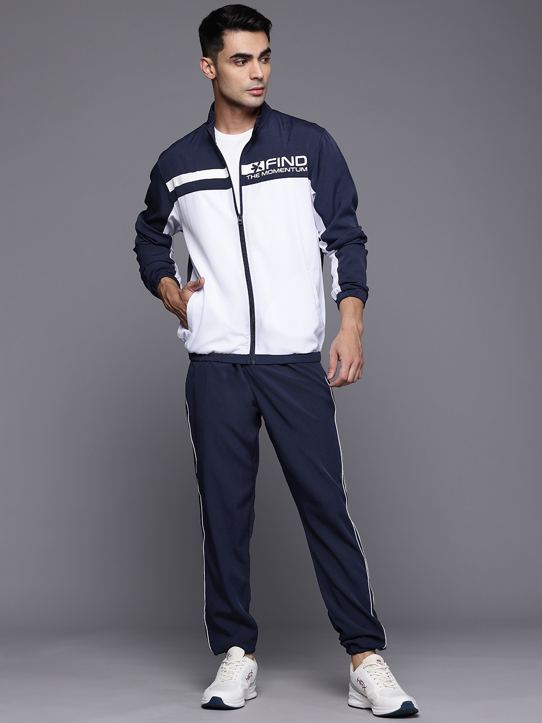 

HRX by Hrithik Roshan Rapid-Dry Colourblock Running Tracksuit, Navy blue