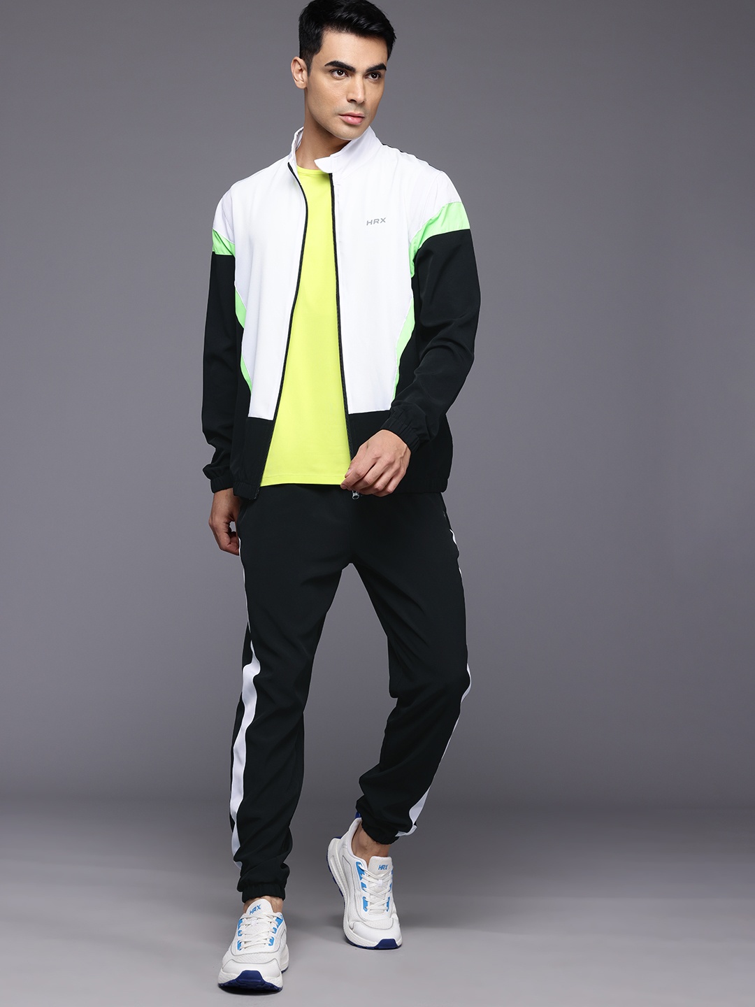 HRX by Hrithik Roshan Colourblocked Rapid-Dry Running Tracksuit, White
